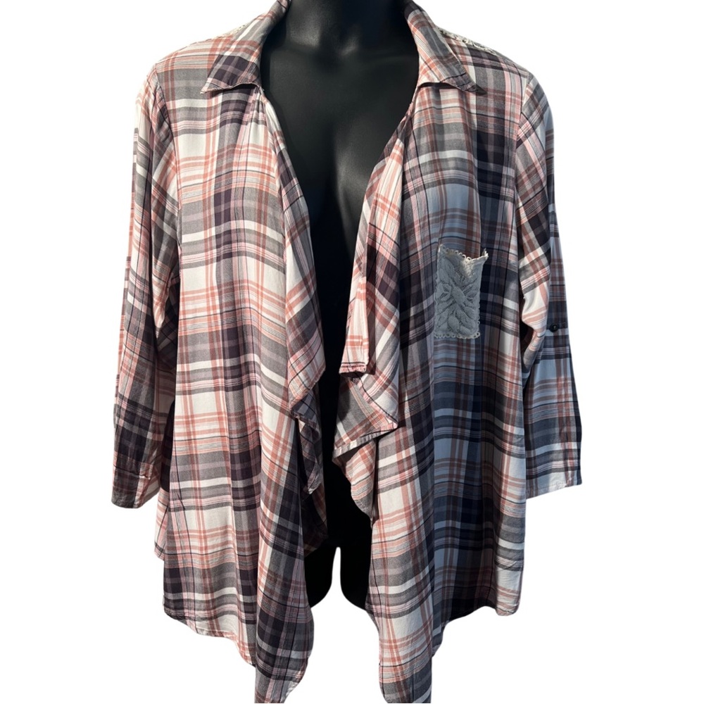 One World Live Let Live Women Long sleeve Cardigan w/decorative lace back| XXL